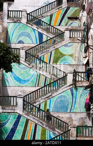 Staunen Sie über die Treppen, um die Kasbah in Algier, Algerien, zu erreichen Stockfoto