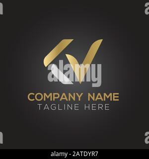 Vektor-Vorlage für KV-Logo-Design mit Anfangsalphabet. Abstraktes KV-Logo Stock Vektor