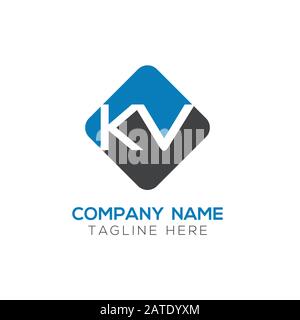 Vektor-Vorlage für KV-Logo-Design mit Anfangsalphabet. Abstraktes KV-Logo Stock Vektor