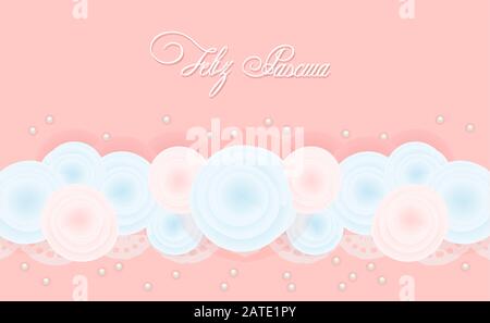 Vector Religion Schriftzug Happy Easter. Die Auferstehung Christi. Religion Das Christenthum. Rosafarbener Hintergrund. Übersetzung aus Spanisch Frohe Ostern Stock Vektor