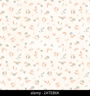 Farbenfrohes Vektor-Muster mit nahtlosem Blumenmuster in flachem Stil. Stock Vektor