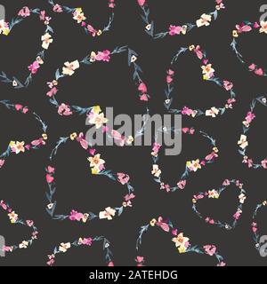 Herzmuster, Aquarell nahtloser Hintergrund. Stockfoto