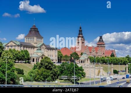 Szczecin, Provinz Westpomeranland, Polen.Waly Chrobrego - Hakenterrasse. Stockfoto