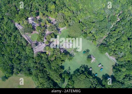 Luftaufnahme der Ausgrabung von den Maya-Copan-Ruinen, Honduras Copan Ruinas, Honduras Stockfoto