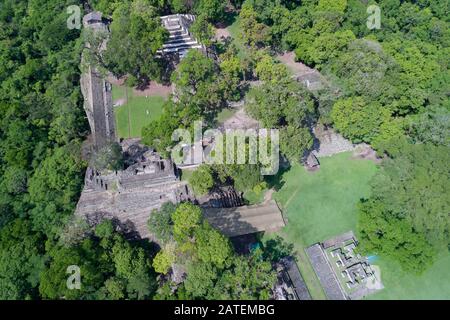 Luftaufnahme der Ausgrabung von den Maya-Copan-Ruinen, Honduras Copan Ruinas, Honduras Stockfoto