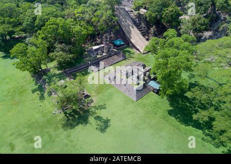 Luftaufnahme der Ausgrabung von den Maya-Copan-Ruinen, Honduras Copan Ruinas, Honduras Stockfoto