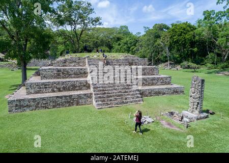 Luftaufnahme der Ausgrabung von den Maya-Copan-Ruinen, Honduras Copan Ruinas, Honduras Stockfoto