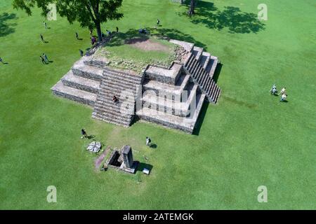 Luftaufnahme der Ausgrabung von den Maya-Copan-Ruinen, Honduras Copan Ruinas, Honduras Stockfoto