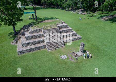 Luftaufnahme der Ausgrabung von den Maya-Copan-Ruinen, Honduras Copan Ruinas, Honduras Stockfoto