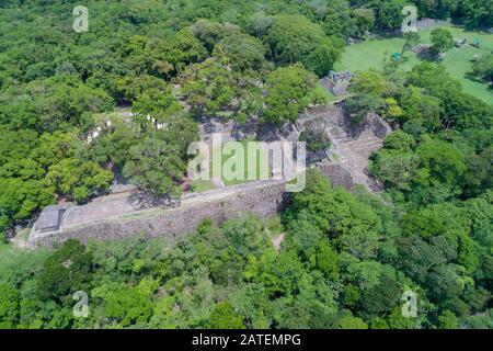 Luftaufnahme der Ausgrabung von den Maya-Copan-Ruinen, Honduras Copan Ruinas, Honduras Stockfoto