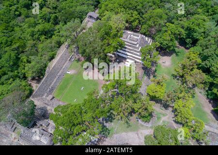 Luftaufnahme der Ausgrabung von den Maya-Copan-Ruinen, Honduras Copan Ruinas, Honduras Stockfoto