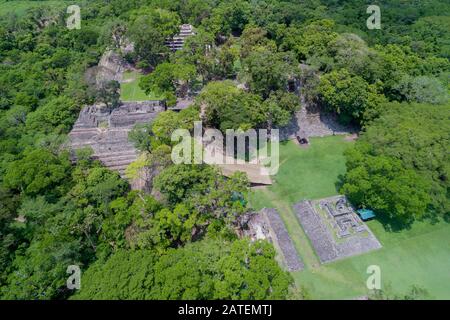 Luftaufnahme der Ausgrabung von den Maya-Copan-Ruinen, Honduras Copan Ruinas, Honduras Stockfoto