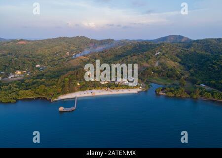 Luftbild Turquoise Bay, Turquoise Bay, Roatan, Honduras, Karibik Stockfoto
