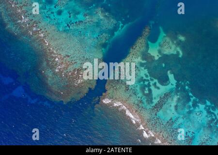 Luftbild Turquoise Bay, Roatan, Honduras, Karibik Stockfoto