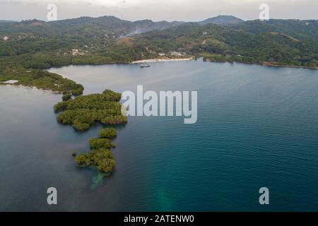 Luftbild Turquoise Bay, Roatan, Honduras, Karibik Stockfoto