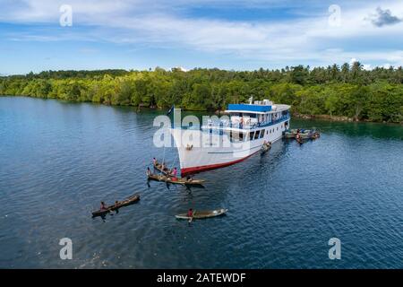 Luftaufnahme von Mbanika oder Banika Island, Russell Islands, Salomonen, Solomonen Sea Stockfoto