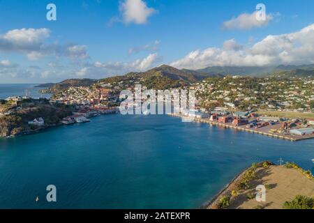 Luftaufnahme von St. George's, Grenada, Karibik Stockfoto