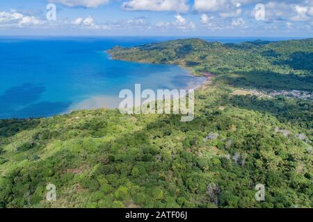 Luftbild Mayotte mit der South West Coast von Cani Bay, South West Coast von Mayotte Stockfoto
