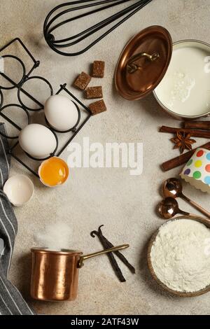 Back-Food-Zutaten Im Hintergrund Einstellen Stockfoto