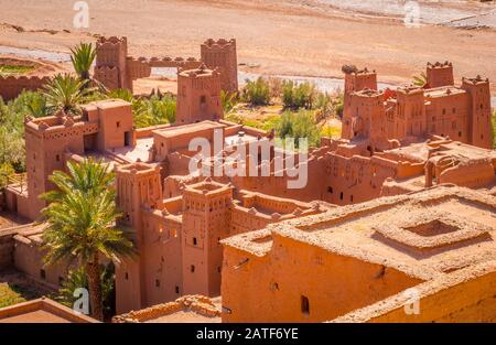 Alte Lehmziegelhäuser von Ait-Ben-Haddou, Marokko Stockfoto