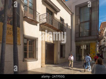 Eintritt zum Carmen Thyssen Museum, Kunstmuseum in Málaga, Andalucia, Spanien. Stockfoto