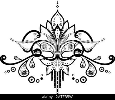 Elegantes, in weißem Hintergrund isoliertes, ethnisches Blumenmuster. Mehndi henna paisley doodles. Tribal-Design-Element. Zeichnung für Tätowierung Stock Vektor