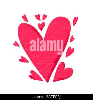 Herzensformen isoliert auf weißem Hintergrund. Sammlung von Elementen der Liebessymbole. Vektorgrafiken. Stock Vektor