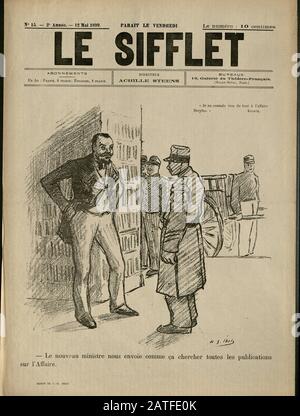 Die Dreyfus-affäre 1894-1906 - Le Sifflet, 12. Mai 1899 - Französische illustrierte Zeitung Stockfoto