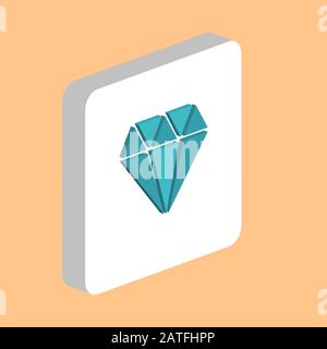 Einfaches Vektorsymbol für Diamantstein. Designvorlage für Symbole für Web Mobile UI-Element. Perfektes farbisometrisches Piktogramm auf 3D-weißem Quadrat. Stock Vektor
