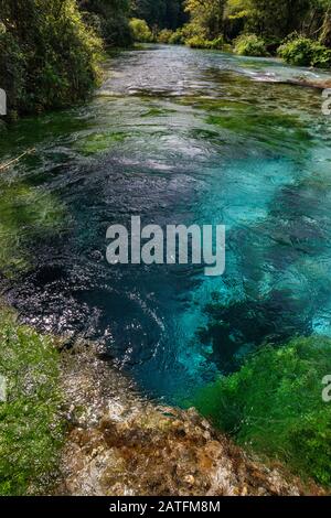 Blue Eye (SYRI ich Kalter, Azure Auge), Quelle, Quelle des Flusses Bistrice (Bistrica), in der Nähe der Muzine, Albanien Stockfoto