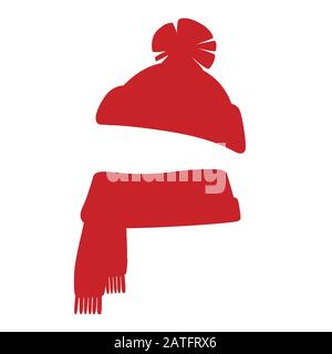 Winter warm Set Schal und Hut flache Vektorgrafiken auf weißem Hintergrund Stock Vektor