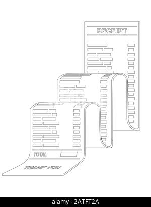 Symbol für lange Quittungsrechnung - flache Vektorgrafiken isoliert auf weißem Hintergrund Stock Vektor