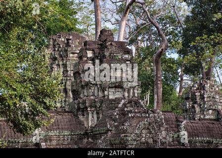 Der Bayon, Prasat Bayon ist ein reich dekorierter Khmer-Tempel in Angkor in Kambodscha Stockfoto