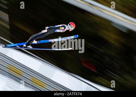 Seefeld, Österreich. Februar 2020. Manuel Einkemmer von Österreich bei - VIESSMANN FIS-NORDISCHE KOMBINATION WELTCUP SEEFELD am 1. Februar 2020 in Seefeld, . Credit: Thomas Reiner/ESPA/Alamy Live News Stockfoto