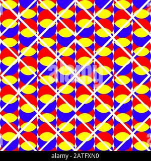 Bunte geometrische Figuren mit Quadraten. Mehrfarbiges Kreismuster. - Abbildung Stockfoto