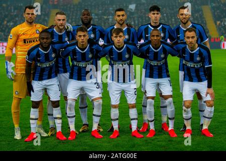 Udine, Italien, 02. Februar 2020, Aufstellung von Inter während Udinese Calcio gegen FC Internazionale - italienisches Serie-A-Fußballspiel - Credit: LPS/Alessio Marini/Alamy Live News Stockfoto