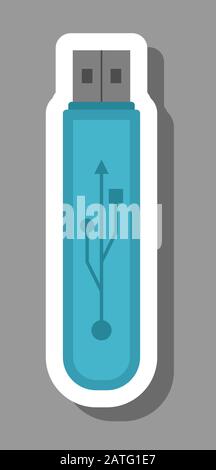 Symbol für Flash-Laufwerke, das die Datenübertragung symbolisiert. Alle Objekte, Schatten und Hintergrund befinden sich in verschiedenen Ebenen. Stock Vektor