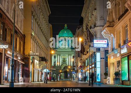 Blick auf die Hofburg vom Kohlmarkt, Wien, Österreich Stockfoto