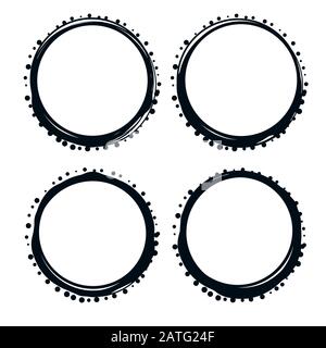 Set aus vier schwarzen Rundrahmen mit dekorativen Punkten für Ihr Design Stock Vektor