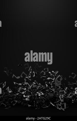 Unendliche musikalische Noten, Kunst und Musik 3D-Rendering konzeptueller Hintergrund Stockfoto