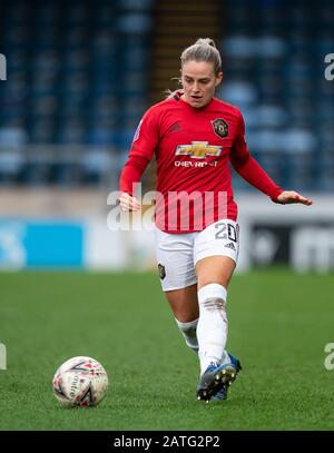 High Wycombe, Großbritannien. Februar 2020. Kirsty Smith von Man Udd Women während des FAWSL-Spiels zwischen Reading Women und Manchester United Women im Adams Park, High Wycombe, England am 2. Februar 2020. Foto von Andy Rowland. Kredit: Prime Media Images/Alamy Live News Stockfoto