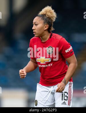 High Wycombe, Großbritannien. Februar 2020. Lauren James von Man Udd Women während des FAWSL-Spiels zwischen Reading Women und Manchester United Women im Adams Park, High Wycombe, England am 2. Februar 2020. Foto von Andy Rowland. Kredit: Prime Media Images/Alamy Live News Stockfoto