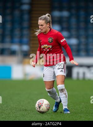 High Wycombe, Großbritannien. Februar 2020. Kirsty Smith von Man Udd Women während des FAWSL-Spiels zwischen Reading Women und Manchester United Women im Adams Park, High Wycombe, England am 2. Februar 2020. Foto von Andy Rowland. Kredit: Prime Media Images/Alamy Live News Stockfoto