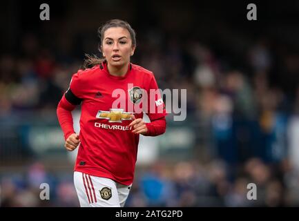 High Wycombe, Großbritannien. Februar 2020. Katie Zelem von Man Udd Women während des FAWSL-Spiels zwischen Reading Women und Manchester United Women im Adams Park, High Wycombe, England am 2. Februar 2020. Foto von Andy Rowland. Kredit: Prime Media Images/Alamy Live News Stockfoto