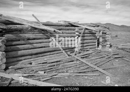 Altes Blockhaus Stockfoto