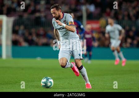 Barcelona, Spanien. Februar 2020. Barcelona, SPANIEN - 02. FEBRUAR: José Luis Morales von Levante UD beim Liga-Spiel zwischen dem FC Barcelona und Levante UD im Camp Nou am 02. Februar 2020 in Barcelona, Spanien. Kredit: Dax Images / Alamy Live News Stockfoto