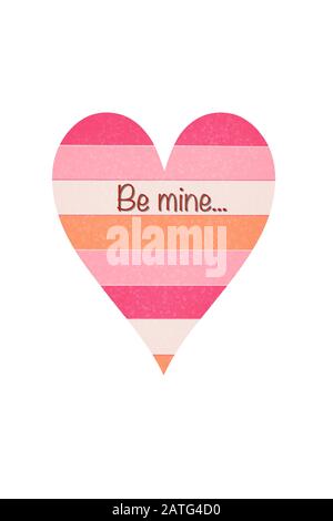 Abbildung eines Herzens mit der Aufschrift "Be Mine.Postcards for Valentine's Day". Stockfoto