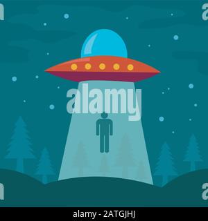 Vector Illustration eines Ufo. Vektor Karikatur von einem Ufo Stock Vektor