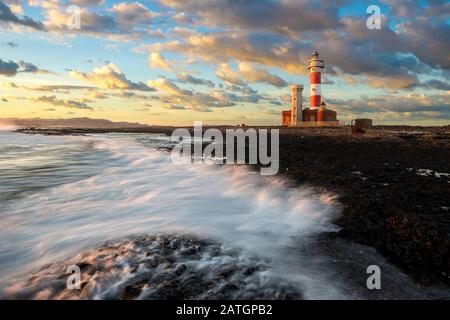 Leuchtturm Faro el Toston, El Cotillo, Fuerteventura, Spanien Stockfoto