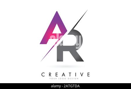 AR A R Letter Logo mit Colorblock Design und Creative Cut. Kreatives Logo-Design. Stock Vektor